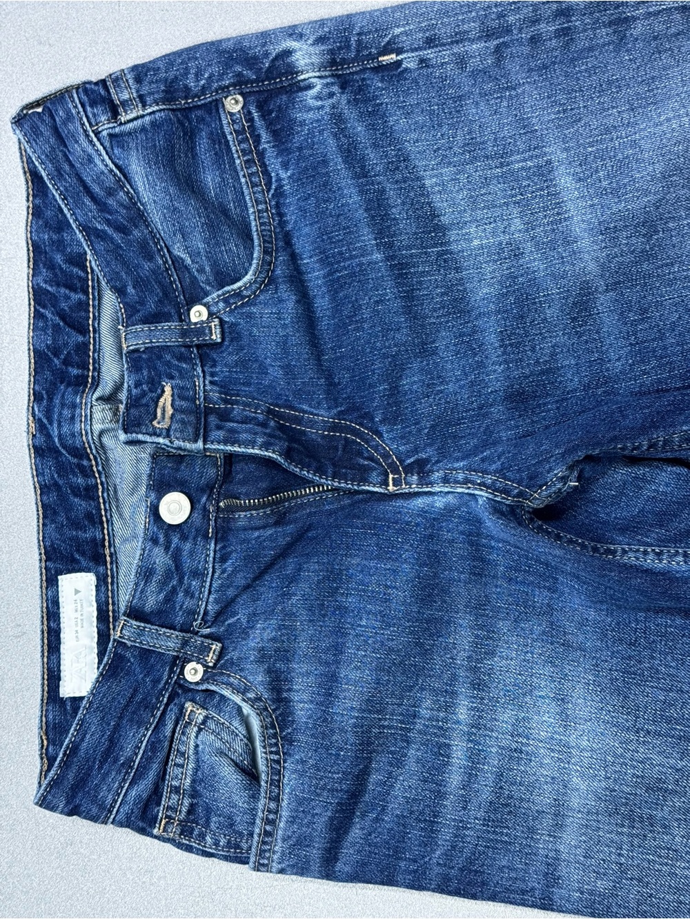 ZARA TRF Wide Leg Low Rise Jeans Indigo 100% Cotton Size 2 New - Picture 7 of 10